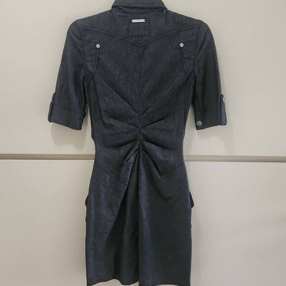 Rock & Republic Dark Blue Denim Dress,  Bodycon, Front zip, zips both ways,  NWO - Picture 5 of 9
